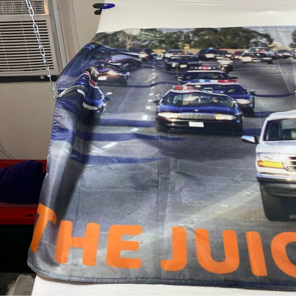 The juice is loose OJ chase fabric banner 34